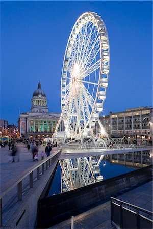 european town night - Old Market Square, Nottingham, England. RIBA Award winning redevelopment.  Architects: Gustafson Porter Stock Photo - Rights-Managed, Code: 845-03552583