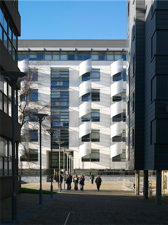 elevation - Project name: James Square Development University of Plymouth, Plymouth. The James Square Development comprises an academic building, a residential building and a refectory. The buildings link together to form three sides of an urban square.  Architects: Willmore Iles Architects, David Morley Architects Stock Photo - Rights-Managed, Code: 845-03553172