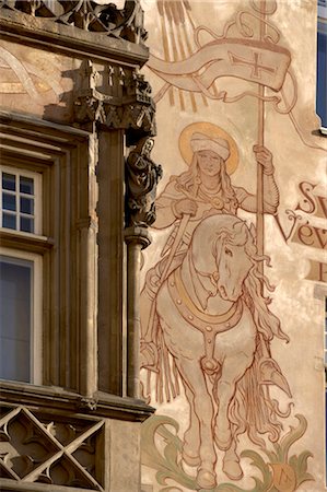 Painted House Detail, Old Town, Prague. St Wenceslas on Horseback. Stock Photo - Rights-Managed, Code: 845-03720271