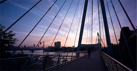 Hungerford Bridge at Dawn, London. Stock Photo - Rights-Managed, Code: 845-03720306