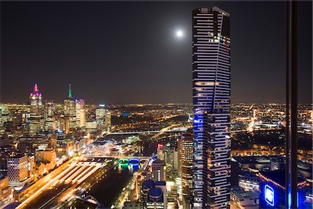 simsearch:6119-09156697,k - Melbourne at night with Eureka Tower. Architects: Fender Katasalidis Architects Stock Photo - Rights-Managed, Code: 845-03720429