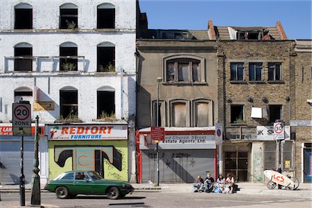 derelict car - Disused buildings, Shoreditch, East london, England. Stock Photo - Rights-Managed, Code: 845-03720545