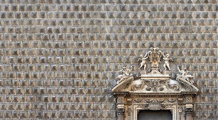 Palazzo Sanseverino, Chiesa del Gesu Nuovo, rusticated facade and broken pediment, Naples. Stock Photo - Rights-Managed, Code: 845-03720727
