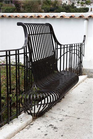 Wrought iron bench seat and fence, Positano Amalfi Coast Stock Photo - Rights-Managed, Code: 845-03720748