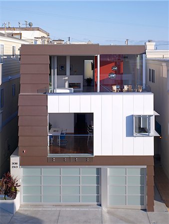 elevation - Modern build house, Manhattan Beach, California. Architects: Make Architecture Stock Photo - Rights-Managed, Code: 845-03777367