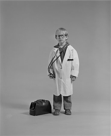 doctor b&w retro - 1970s BOY DRESSED AS MEDICAL DOCTOR Stock Photo - Rights-Managed, Code: 846-05646505