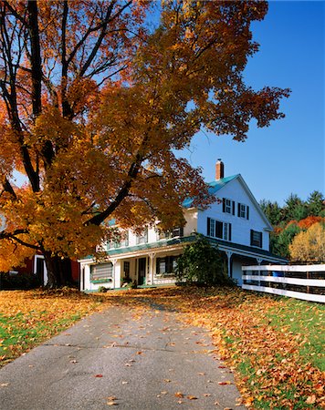 driveway low angle - 1990s HOME IN AUTUMN EATON NEW HAMPSHIRE USA Stock Photo - Rights-Managed, Code: 846-05646651