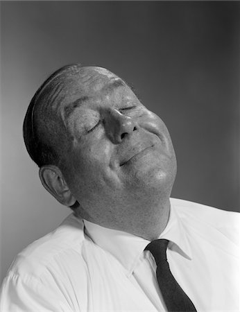 simsearch:846-06112494,k - 1950s - 1960s HAPPY BALDING MAN WITH EXPRESSION OF SATISFACTION AND EYES CLOSED SMILING Stock Photo - Rights-Managed, Code: 846-05647938