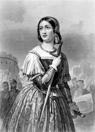 stake - 1400s - 1430s JOAN OF ARC MAID OF ORLEANS MILITARY LEADER HEROINE HOLDING SWORD Stock Photo - Rights-Managed, Code: 846-05648013