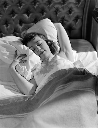 1940s - 1950s WOMAN ASLEEP IN BED Stock Photo - Rights-Managed, Code: 846-05648313