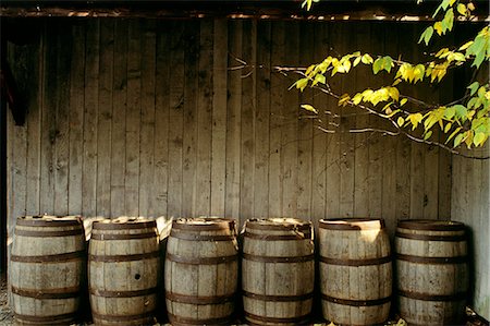 OLD WOODEN BARRELS AND TREE LIMB Stock Photo - Rights-Managed, Code: 846-06111752