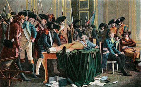 retro french - 1794 WOUNDED ROBESPIERRE AWAITS HIS EXECUTION REIGN OF TERROR FRENCH REVOLUTION Stock Photo - Rights-Managed, Code: 846-06112068