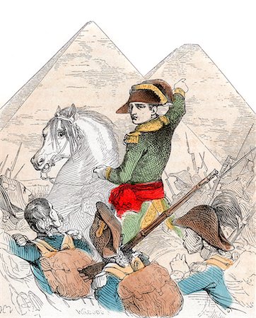 retro french - 1700s 1798 NAPOLEON BONAPARTE AT THE BATTLE OF THE PYRAMIDS EGYPT AGAINST MAMLUK CAVALRY Stock Photo - Rights-Managed, Code: 846-06112069