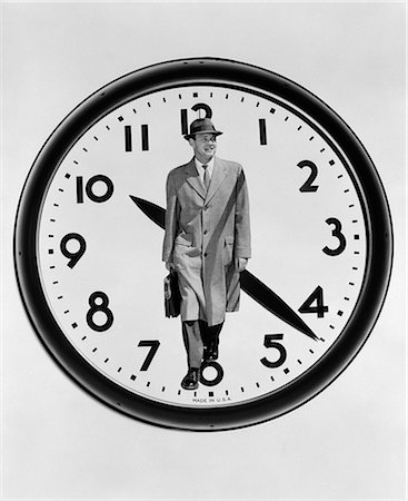 1960s 1950s MONTAGE BUSINESS MAN ON CLOCK FACE Foto de stock - Con derechos protegidos, Código: 846-06112492