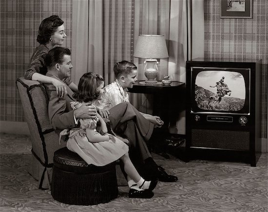 1950s FAMILY WATCHING TELEVISION Stock Photo - Premium Rights-Managed, Artist: ClassicStock, Image code: 846-07200062