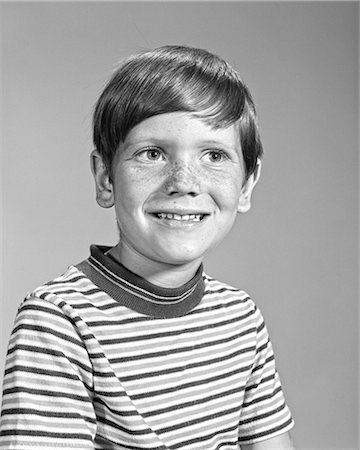 1960s SMILING BOY PORTRAIT WEARING STRIPED TEE SHIRT Stock Photo - Rights-Managed, Code: 846-08639526