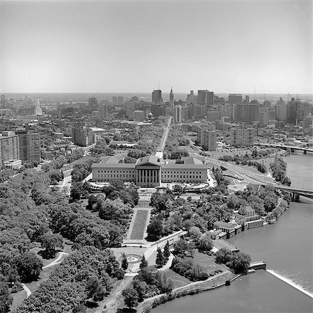 1970s SKYLINE ART MUSEUM AND CITY HALL PHILADELPHIA PA USA Foto de stock - Con derechos protegidos, Código: 846-09161573