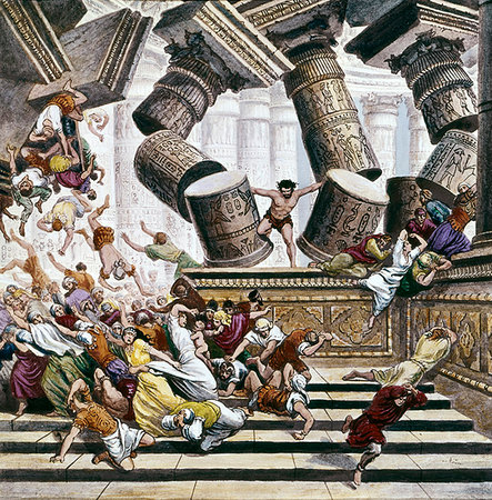 ILLUSTRATION SAMSON DESTROYS THE TEMPLE OF THE PHILISTINES Stock Photo - Rights-Managed, Code: 846-09181855