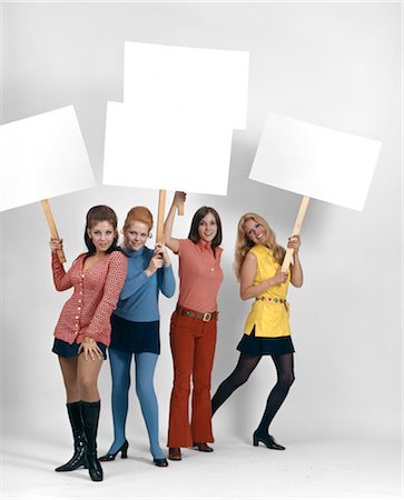 short skirt for kids - 1960s FOUR WOMEN PROTESTERS HOLDING BLANK SIGNS Stock Photo - Rights-Managed, Code: 846-02794313