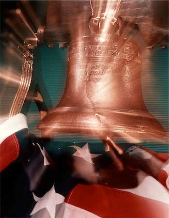 simsearch:846-02794370,k - 1970s LIBERTY BELL AMERICAN FLAG MONTAGE Stock Photo - Rights-Managed, Code: 846-02794388