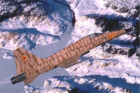 simsearch:846-03163699,k - USAF F-5E TIGER II FLYING OVER SNOWY MOUNTAINS Stock Photo - Rights-Managed, Code: 846-02794645