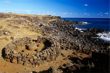 retro south america - TE PITO O HENUA NAVEL OF THE WORLD EASTER ISLAND CHILE Stock Photo - Rights-Managed, Code: 846-02795047