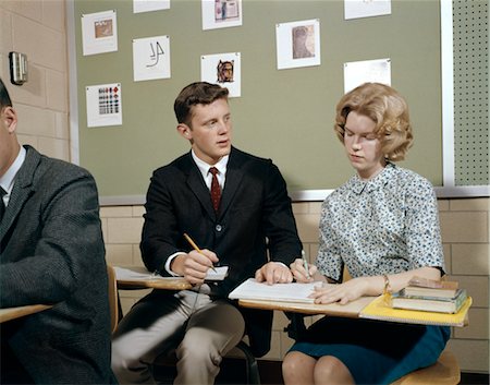 1960s COLLEGE STUDENTS COUPLE MAN WOMAN STUDYING Stock Photo - Rights-Managed, Code: 846-02795094