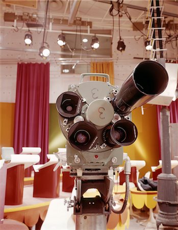 1960s CLOSE-UP FRONTAL VIEW OF MULTI LENS TELEVISION CAMERA IN STUDIO Stock Photo - Rights-Managed, Code: 846-02795217