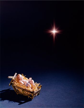 1960s STAR OF BETHLEHEM ABOVE BABY JESUS LYING IN MANGER Stock Photo - Rights-Managed, Code: 846-02795271