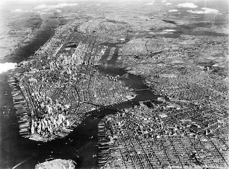 regina - 1930s 1940s AERIAL NEW YORK CITY Fotografie stock - Rights-Managed, Codice: 846-02795461