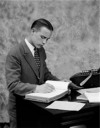 1920s 1930s MAN PENCIL ACCOUNTING SUIT PENCIL BOOKS Stock Photo - Rights-Managed, Code: 846-02796025