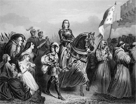 female hero - ENTRY OF JOAN OF ARC INTO ORLEANS 1429 FRENCH SAINT WOMAN MILITARY LEADER HEROINE CATHOLIC MAID OF ORLEANS JEANNE D'ARC Stock Photo - Rights-Managed, Code: 846-02796407