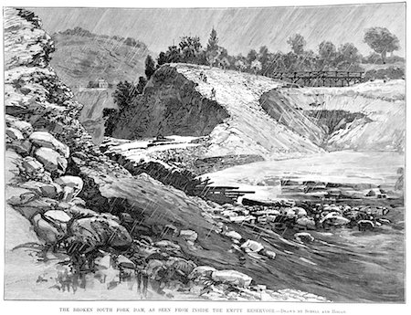 simsearch:846-02796511,k - ILLUSTRATION MAY 31 1889 BURST EARTHEN DAM THAT CAUSED THE JOHNSTOWN FLOOD DISASTER PENNSYLVANIA Stock Photo - Rights-Managed, Code: 846-02796446
