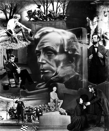1930s MONTAGE OF SCENES FROM LIFE OF ABRAHAM LINCOLN Stock Photo - Rights-Managed, Code: 846-02796521