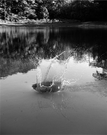 simsearch:846-02794526,k - QUIET STILL POND LAKE WATER SURFACE DISTURBED BY SPLASH CAUSED BY SOMETHING THROWN INTO THE WATER REFLECTION Stock Photo - Rights-Managed, Code: 846-02797101