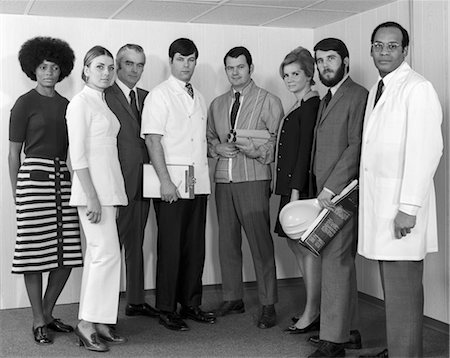 1970s MULTI-ETHNIC LINE-UP OF MEN & WOMEN OF VARIOUS PROFESSIONS WITH SERIOUS EXPRESSIONS Stock Photo - Rights-Managed, Code: 846-02792195