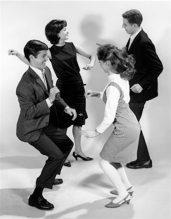 retro rock music - 1960s PAIR OF YOUNG TEENAGE COUPLES DANCING THE TWIST Stock Photo - Rights-Managed, Code: 846-02792423