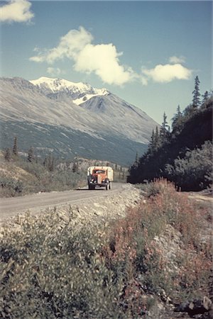 1950s TRUCK ON REMOTE SINGLE LANE MOUNTAIN HIGHWAY Stock Photo - Rights-Managed, Code: 846-02792473