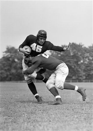 Tackle American Football Sport Players Athletes Muscles Vintage