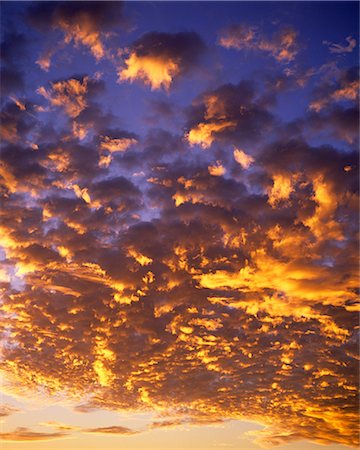 CLOUDS WITH GOLDEN SUN GLOW IN BLUE SKY Stock Photo - Rights-Managed, Code: 846-03164018
