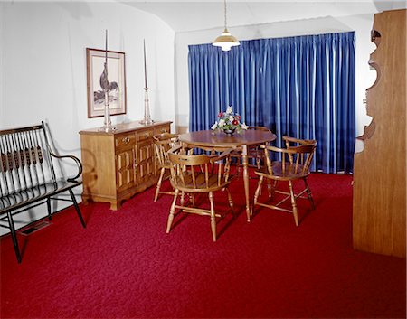 drapery - 1960s DINING ROOM AMERICAN COLONIAL STYLE FURNITURE Stock Photo - Rights-Managed, Code: 846-03164782