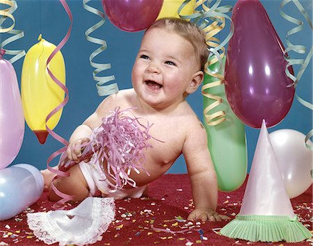 1960s BABY NEW YEARS PARTY BALLOONS STREAMERS Stock Photo - Rights-Managed, Code: 846-03165083