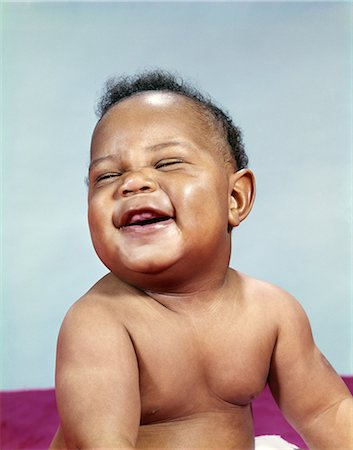 1960s AFRICAN-AMERICAN BABY BOY PORTRAIT LAUGHING SMILING HAPPY FACE Stock Photo - Rights-Managed, Code: 846-03165106