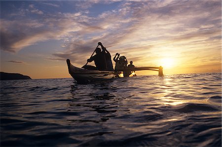 OUTRIGGER CANOE AT SUNSET HALEIWA, OAHU Stock Photo - Rights-Managed, Code: 846-03165298