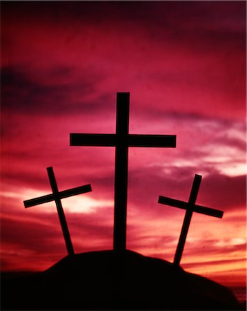 SYMBOLIC THREE CROSSES OF CALVARY HILL Stock Photo - Rights-Managed, Code: 846-03165331