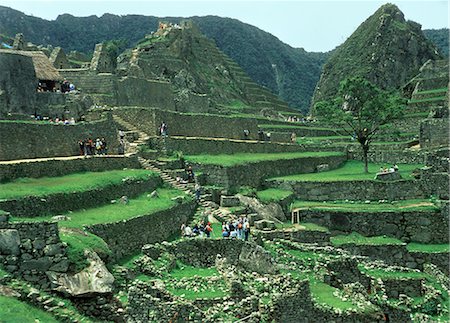 PERU MACHU PICCHU INCAS ARCHEOLOGICAL SITE WITH STEPPED TERRACES Foto de stock - Con derechos protegidos, Código: 846-03165399