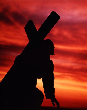 silhouette of jesus on the cross - SILHOUETTE JESUS CHRIST CRUCIFIX AGAINST RED SKY Stock Photo - Rights-Managed, Code: 846-03165769