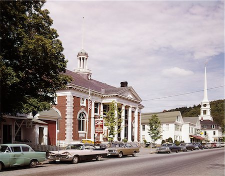 simsearch:846-03166163,k - 1960ER JAHRE MAIN STREET SCENE STOWE VERMONT Stockbilder - Lizenzpflichtiges, Bildnummer: 846-03165776