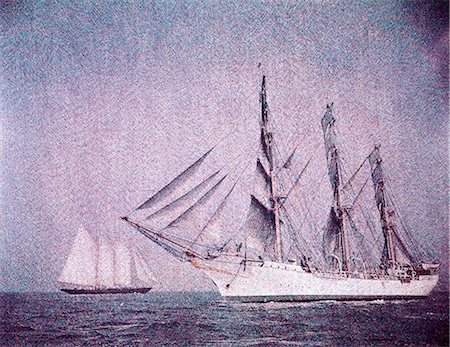 filtered - 1970s DANISH TRAINING TALL SHIP DENMARK ALSO 3 MASTED ATLANTIC ON HORIZON SAILING TEXTURE FILTER SPECIAL EFFECT Stock Photo - Rights-Managed, Code: 846-03166242