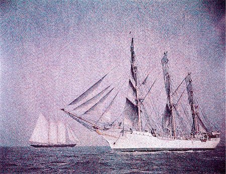 photographic effects - 1970s DANISH TRAINING TALL SHIP DENMARK ALSO 3 MASTED ATLANTIC ON HORIZON SAILING TEXTURE FILTER SPECIAL EFFECT Stock Photo - Rights-Managed, Code: 846-03166242